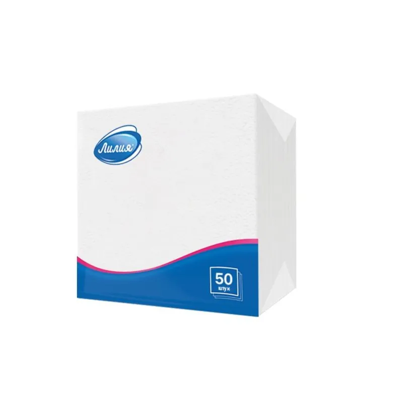 Салфетки бумажные Лилия 24х24 1сл белые 50л 72пач/уп 1730007