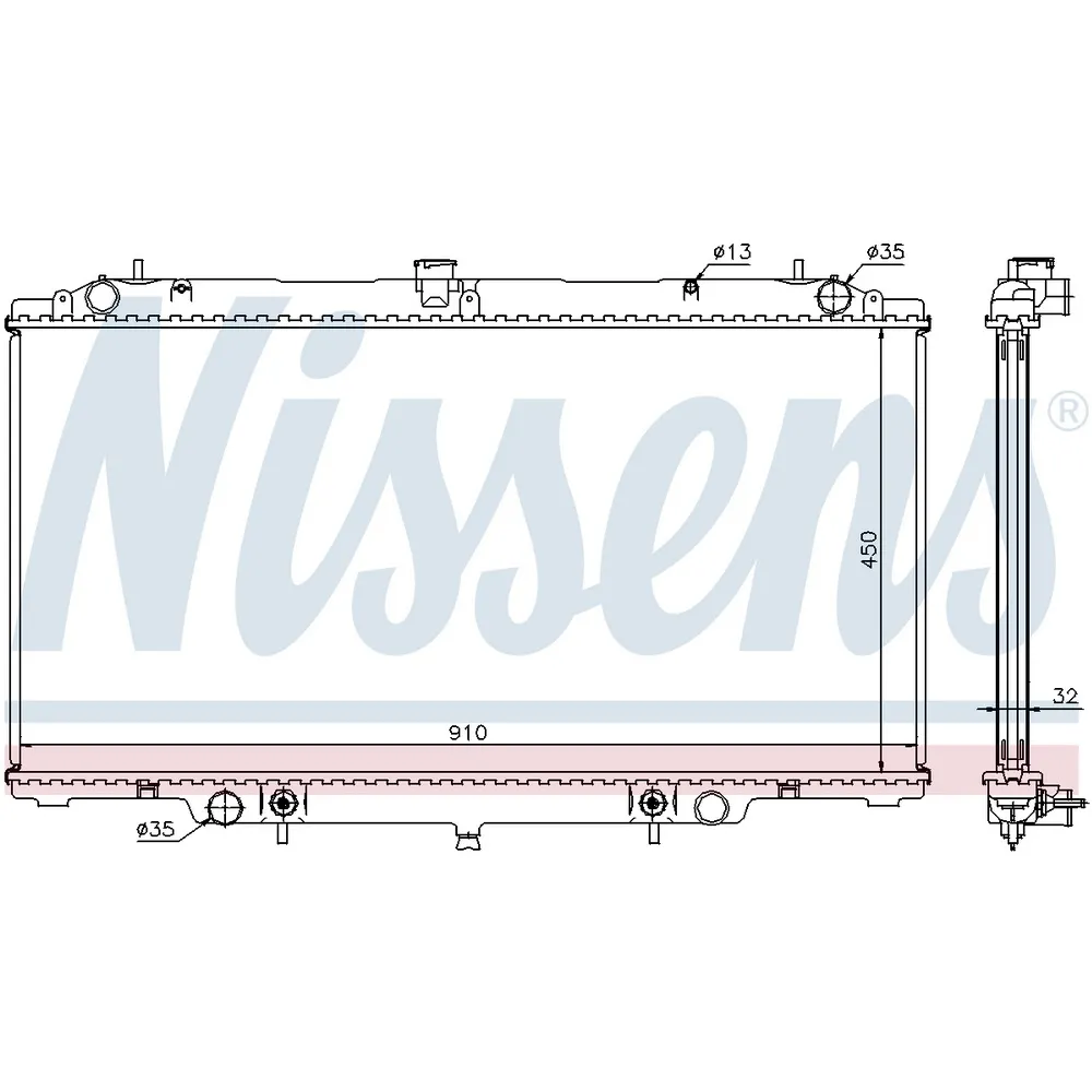 Радиатор системы охлаждения NISSAN PATROL/SAFARI RD28/TD42/ZD30 98-10 NISSENS 62953A