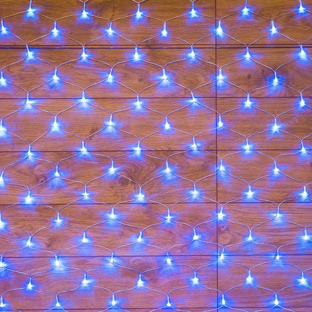 Гирлянда сеть 1,8х1,5м, прозрачный ПВХ, 180 LED, цвет: Синий NEON-NIGHT 215-133
