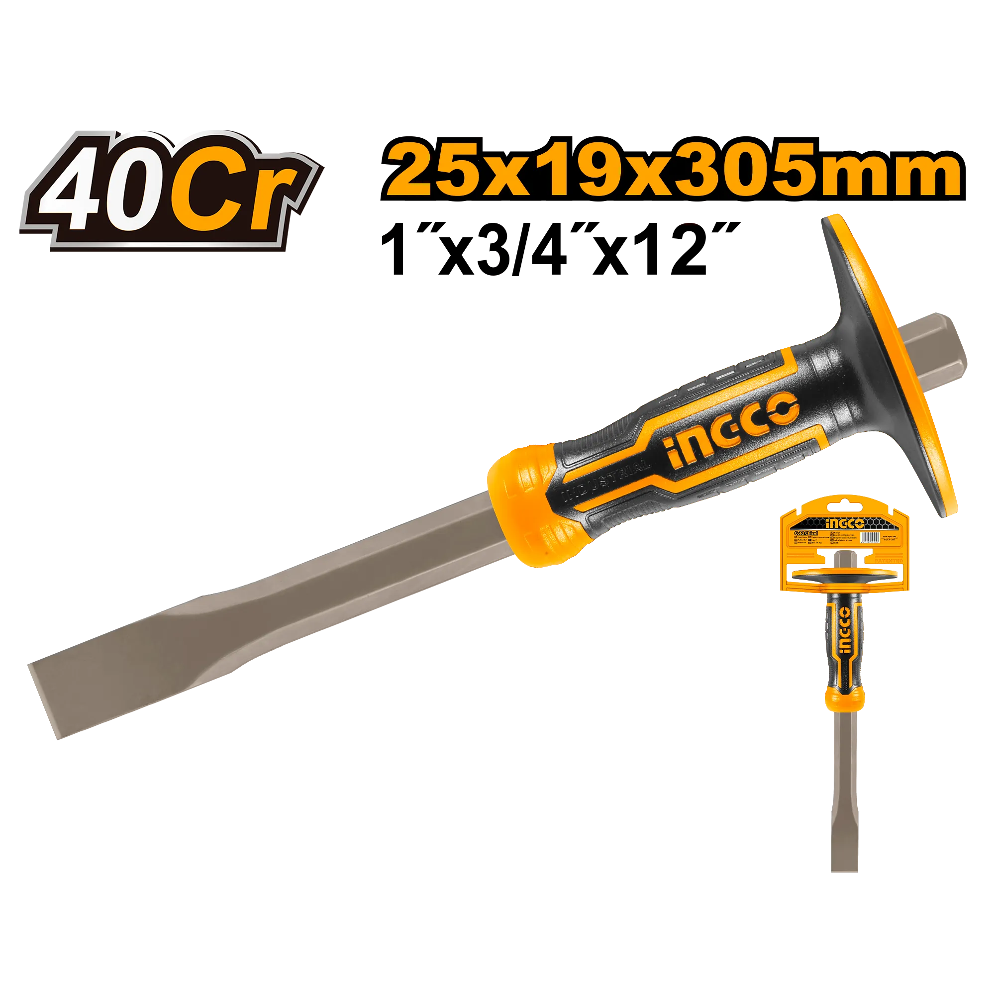 Зубило с протектором 25x19x305 мм (6/24) INDUSTRIAL INGCO HCCL852519