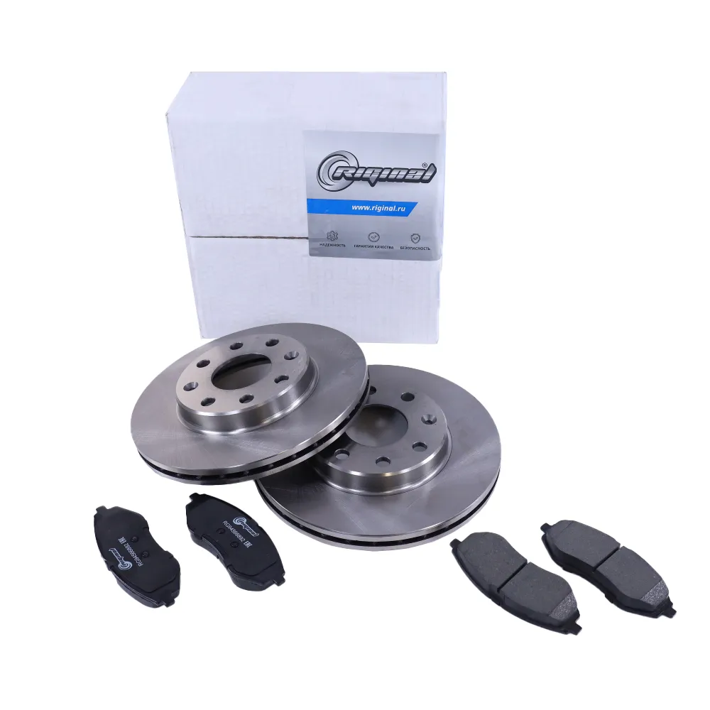 Диски тормозные с колодками передние комплект для а/м CHEVROLET AVEO 02> RIGINAL RGDF4439KIT