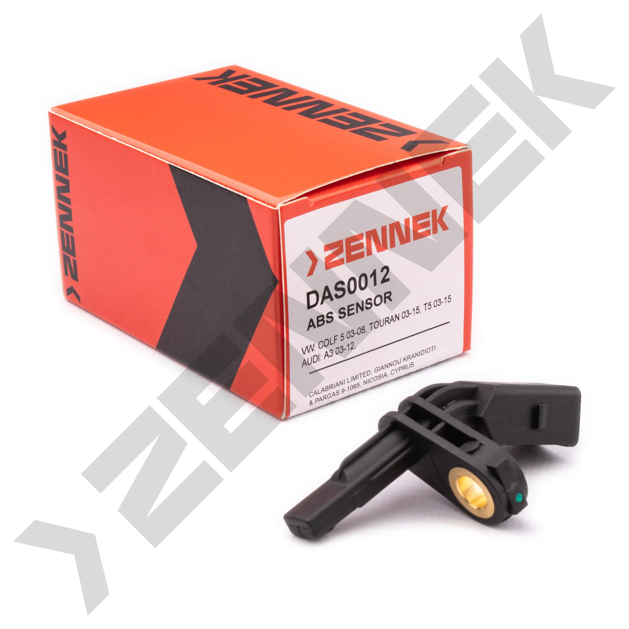 Датчик ABS передний левый VW COLF 5 03-08, AUDI A3 03-12 ZENNEK DAS0012