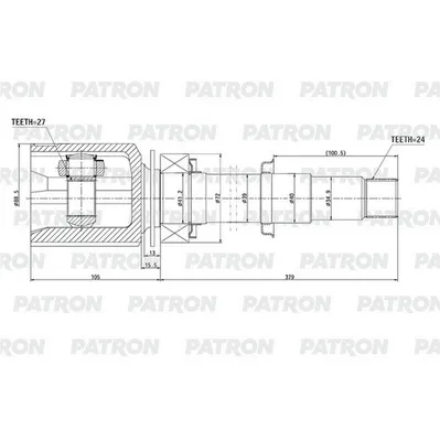 ШРУС внутр. прав. 24X484x40X27 TOYOTA CAMRY ACV40/GSV40 PATRON PCV2099