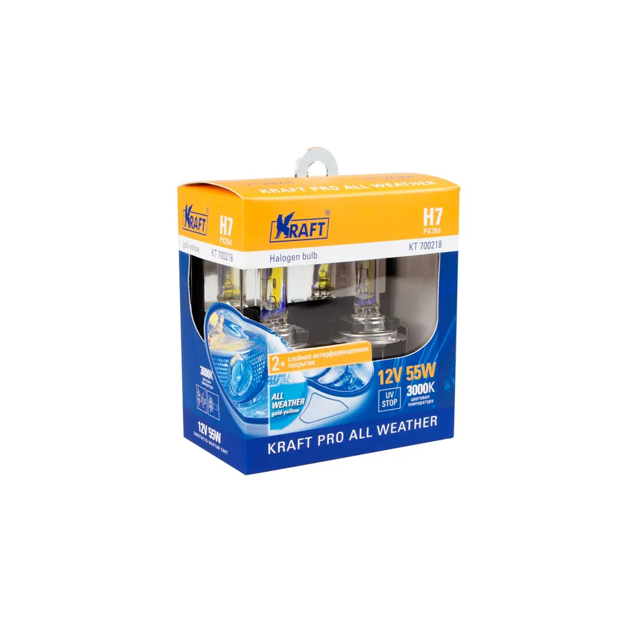 Лампа 12V H7 35W PX26d 3000K KRAFT 2 шт. картон KT700218