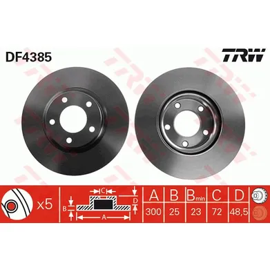 Диск тормозной передний MAZDA 3 2.0L TRW DF4385