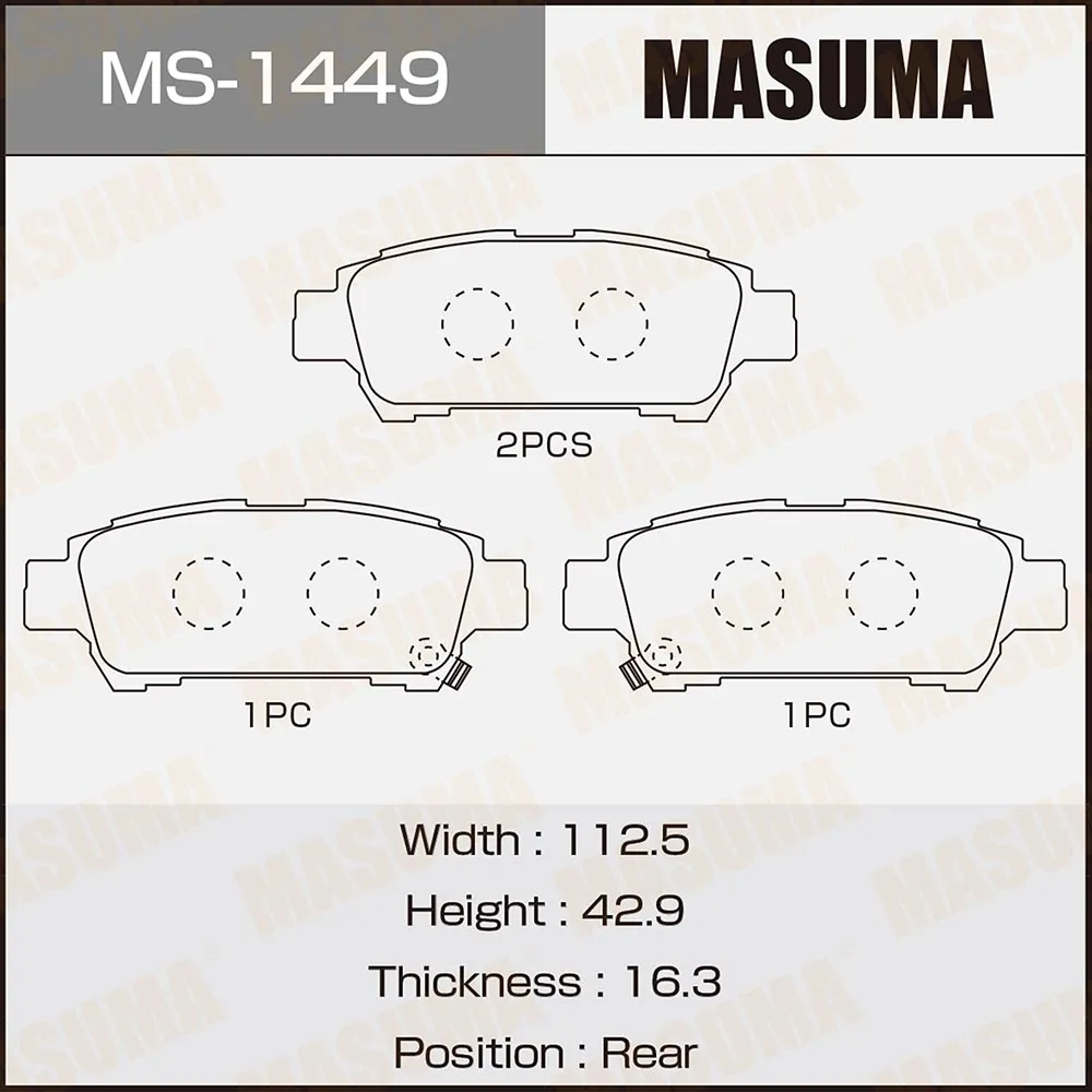 Колодки задние TOYOTA ALPHARD MASUMA MS-1449