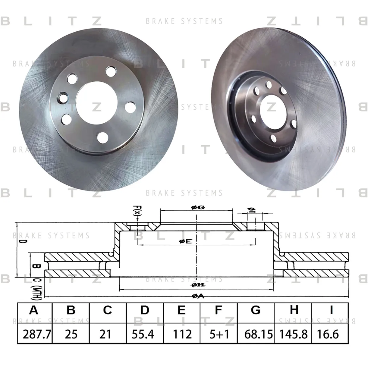 Диск тормозной передний вентилируемый FORD GALAXY 95->, SEAT ALHAMBRA 96->, VW SHARAN 95 BLITZ BS0595