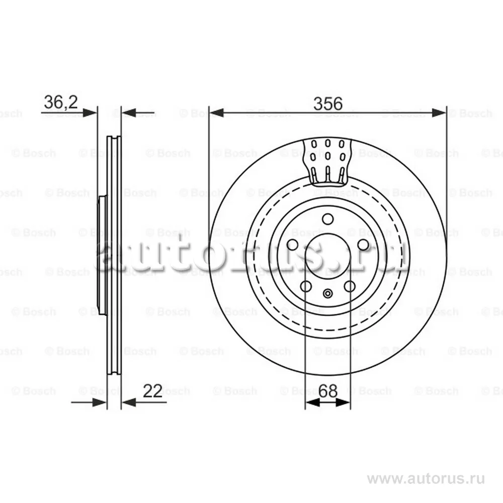 Диск тормозной AUDI A8 QUATTRO 09- задний вент. BOSCH 0 986 479 749