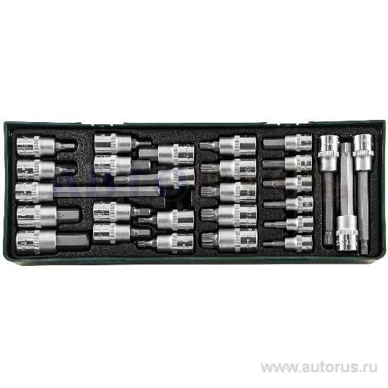 Набор головок с вставками HEX SPLINE 3/8&1/2DR ложемент 27пр JONNESWAY S06H427ST