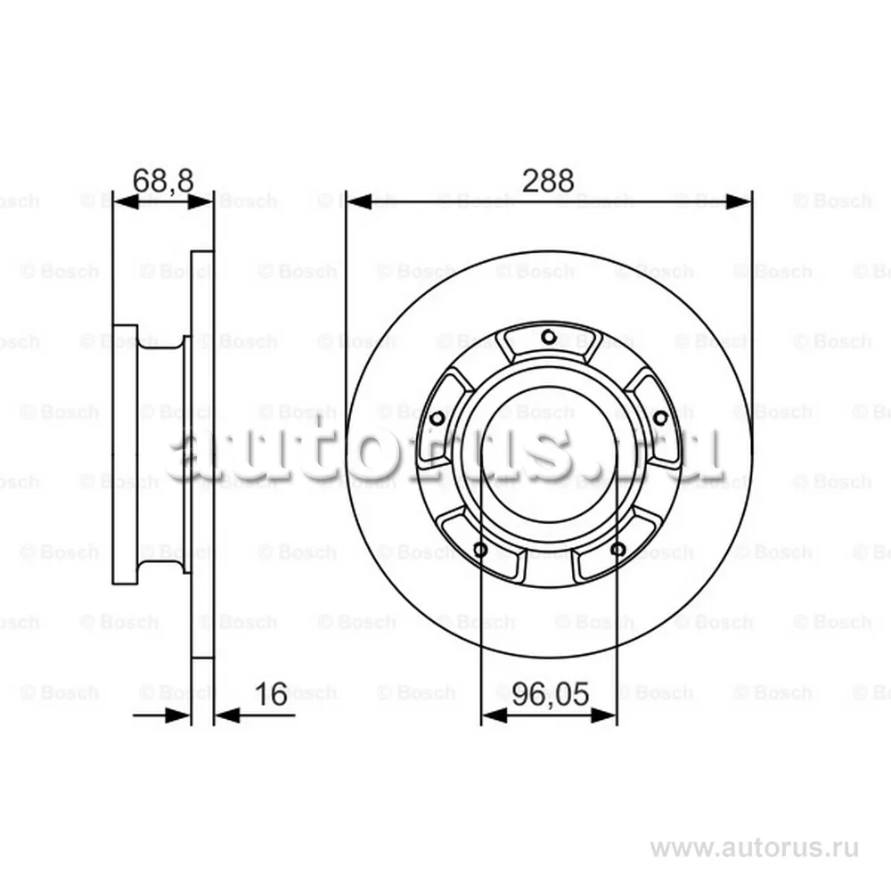Диск тормозной задний FORD TRANSIT BOSCH 0 986 479 A50