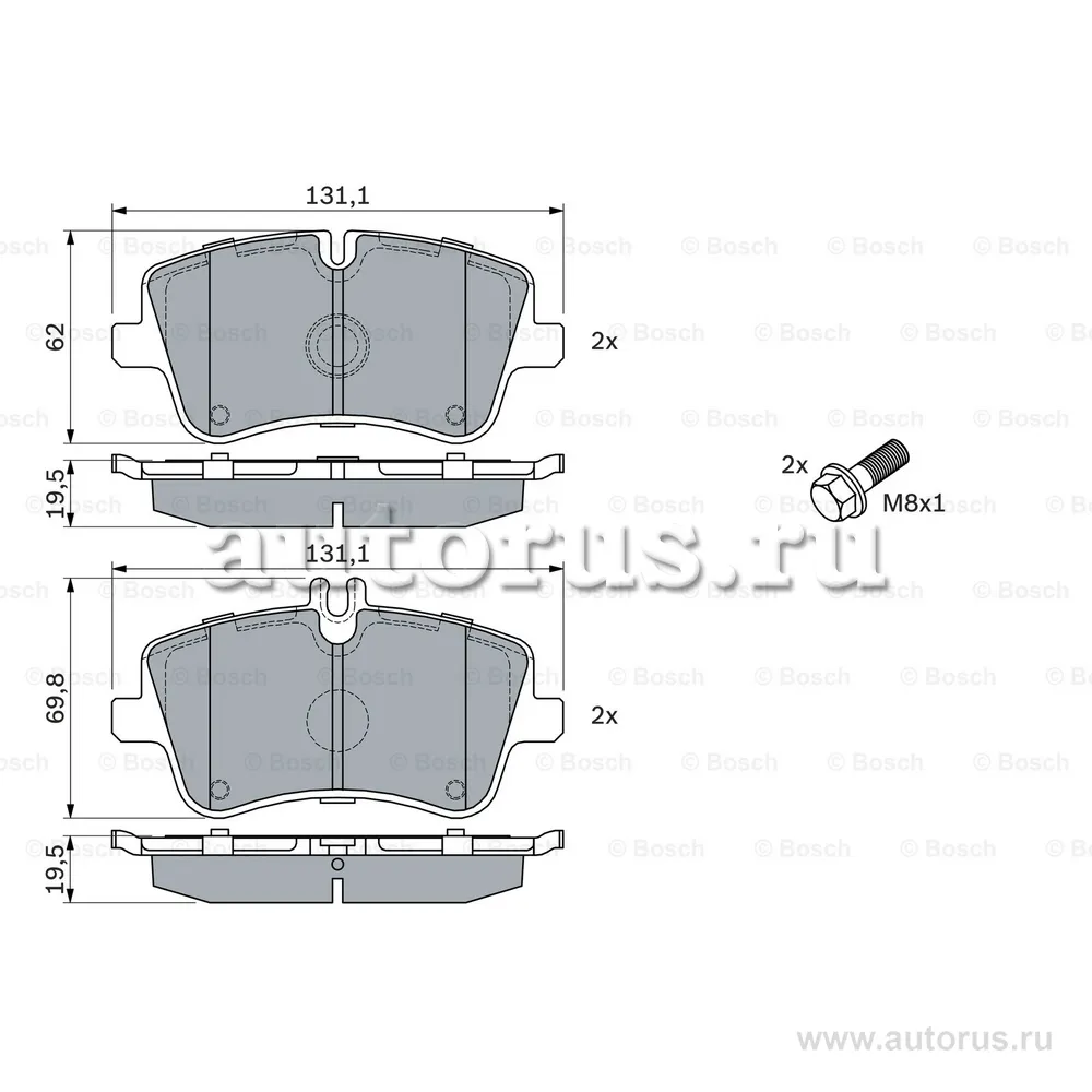 Колодки передние MB W203 BOSCH 0 986 424 517