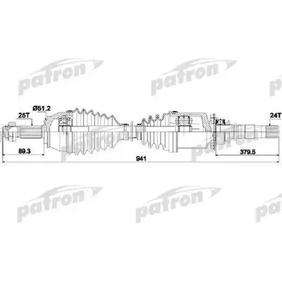Полуось прав FIAT: Doblo 1.3/1.9JTD 01> PATRON PDS0636