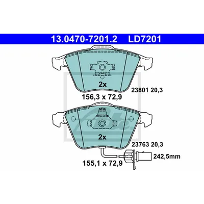 Колодки тормозные передние CERAMIC ATE 13.0470-7201.2