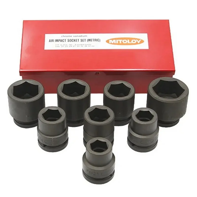 Набор ударных головок 3/4 дюйма коротких 21-41 мм Mitoloy, 8 штук Mitoloy PS608M