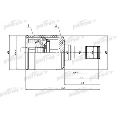 ШРУС внутренний левый 28x35x30 MAZDA 626 GF 97-02 PATRON PCV1531