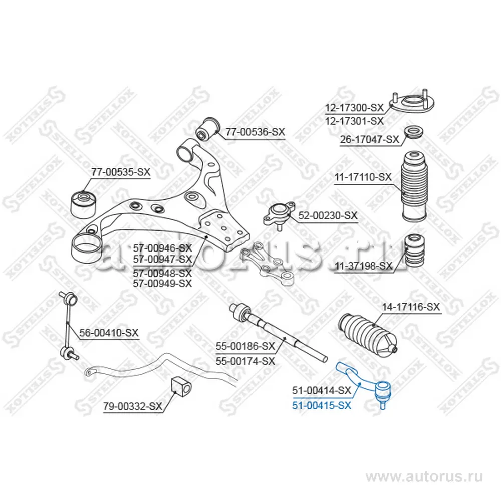 Наконечник рулевой правый KIA Carens 2.0CVVT/2.0CRDi 06> STELLOX 51-00415-SX