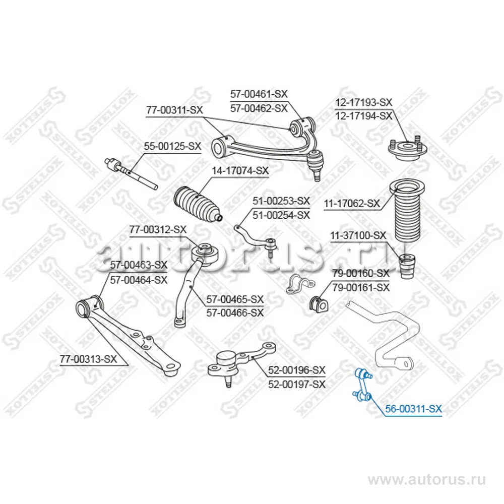 Тяга стабилизатора переднего Toyota Altezza/Lexus IS200/300 GXE10/ STELLOX 56-00311-SX