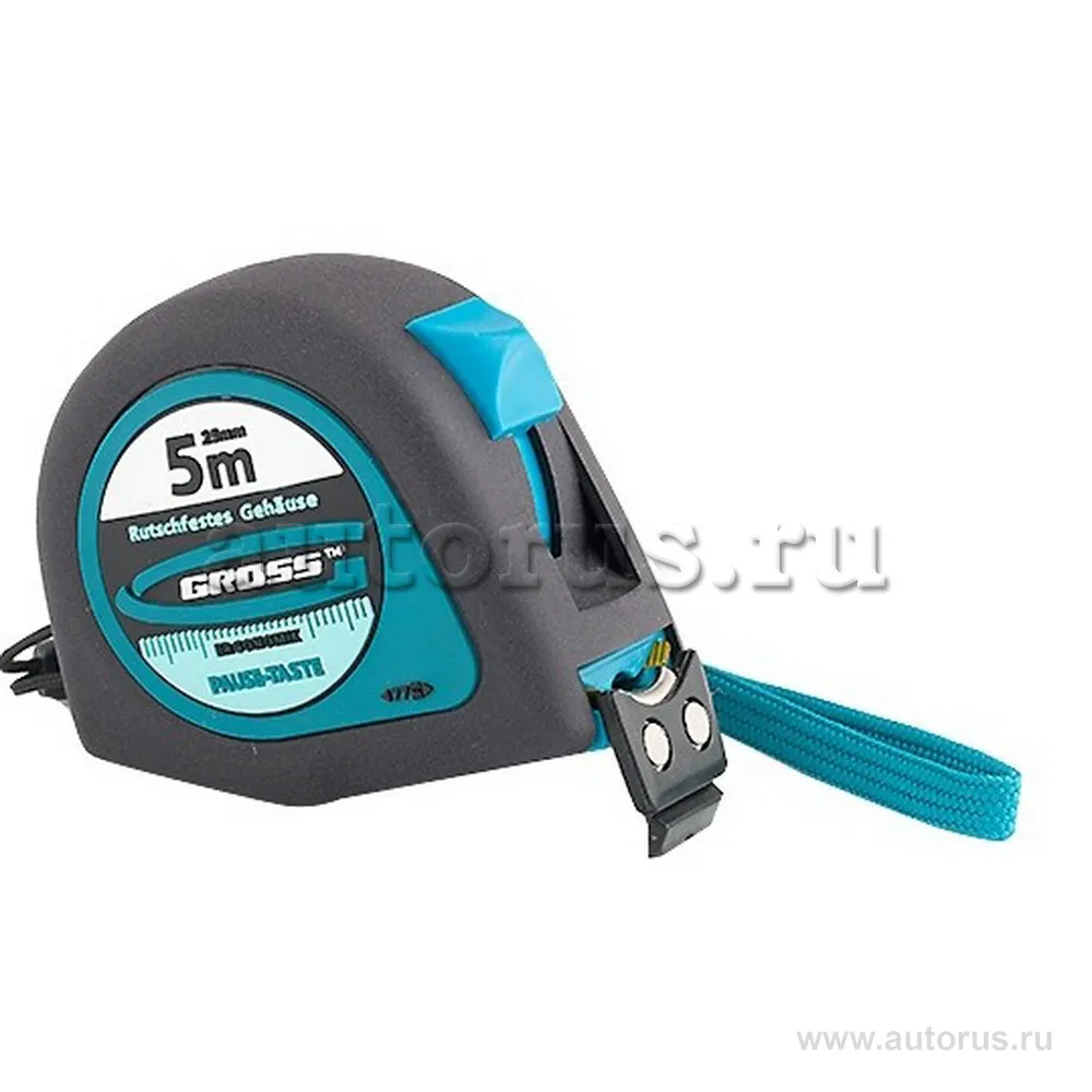 Рулетка Ergonomisch, 5 м x25 мм, магнитный обрезиненный зацеп GROSS 31103