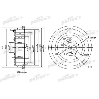 Барабан тормозной задн CHRYSLER: Town & Contry, Voyager 00-03 \ DODG PATRON PDR1003