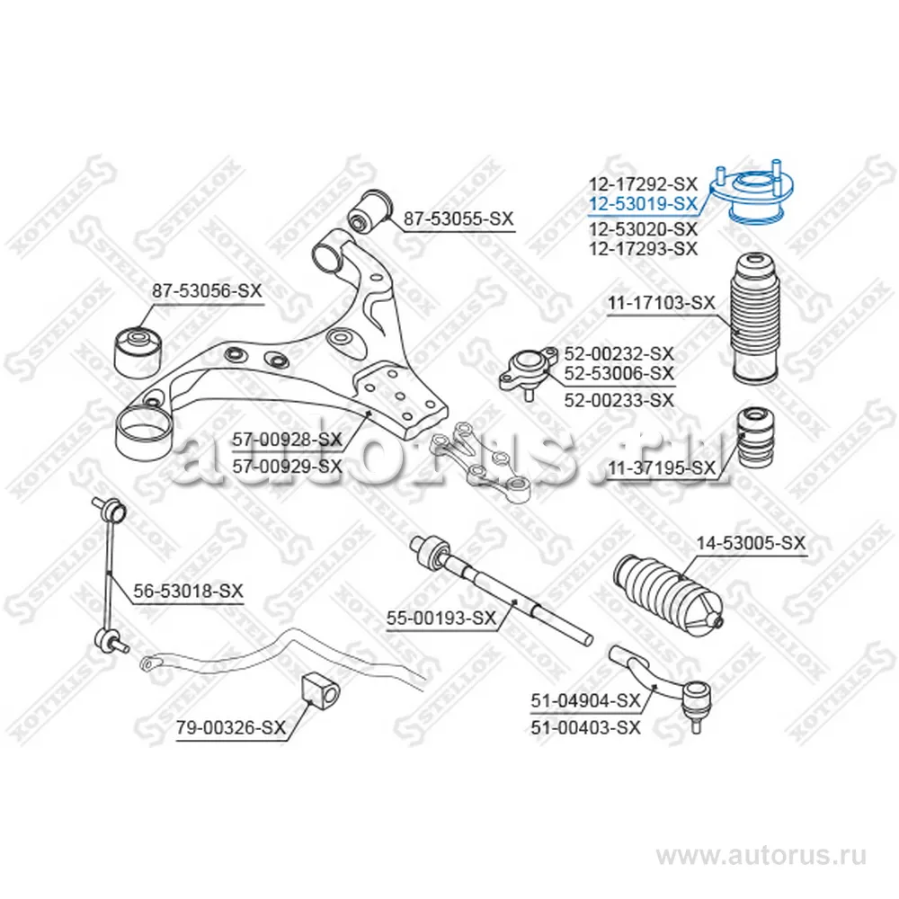 Опора амортизатора заднего левого KIA Sportage aII 04> STELLOX 12-53019-SX