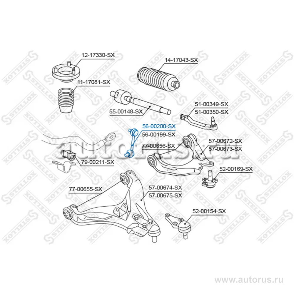Тяга стабилизатора переднего левая Mitsubishi L200 KB4T 2.5D-ID 06 STELLOX 56-00200-SX