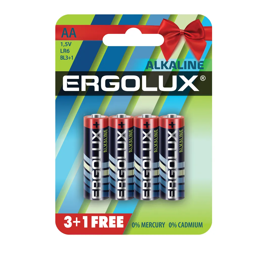 Батарейка алкалиновая ERGOLUX Alkaline AA 1,5V (4 шт) LR6 BL3+1