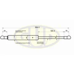 АМОРТИЗАТОР КАПОТА PGT 607 (9D, 9U) 02/00- F3 200N L=554/185MM