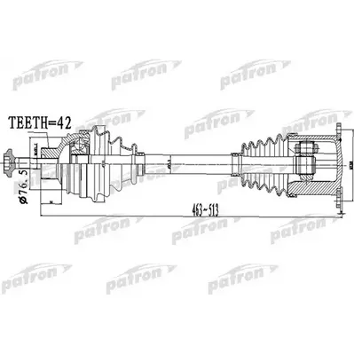 Полуось передняя левая правая 42x463x76,5 AUDI: A4 07-, A4 PATRON PDS0478
