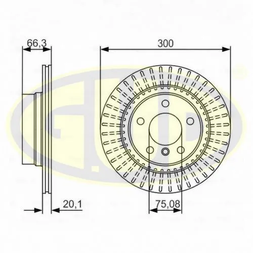 Диск тормозной вентилируемый задний BMW F20 F21 F30.4-1.6-2.5 1.6D-2.5D 10- 300X20 G.U.D GDB120237