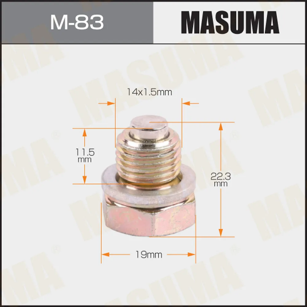 Болт маслосливной С МАГНИТОМ (с шайбой) VAG 14x1.5mm MASUMA M-83