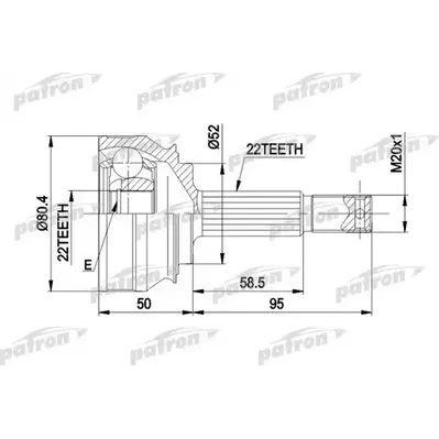 ШРУС наружн к-кт 22x52x22 OPEL: ASCONA, KADETT 1.0-1.3, PATRON PCV1007