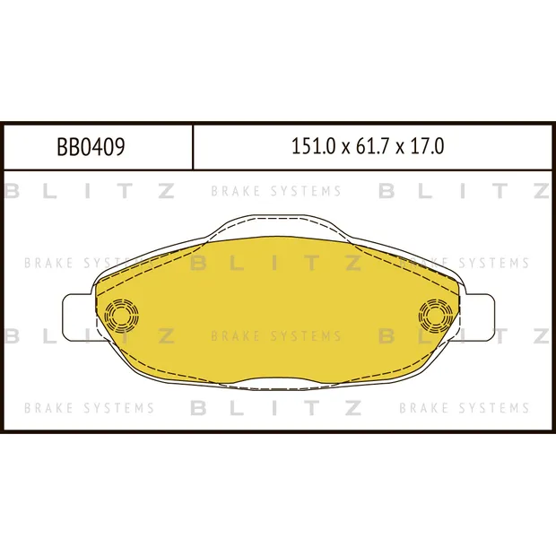 Колодки тормозные дисковые передние PEUGEOT 308/CC/SW 07->PEUGEOT 3008 09-> BLITZ BB0409