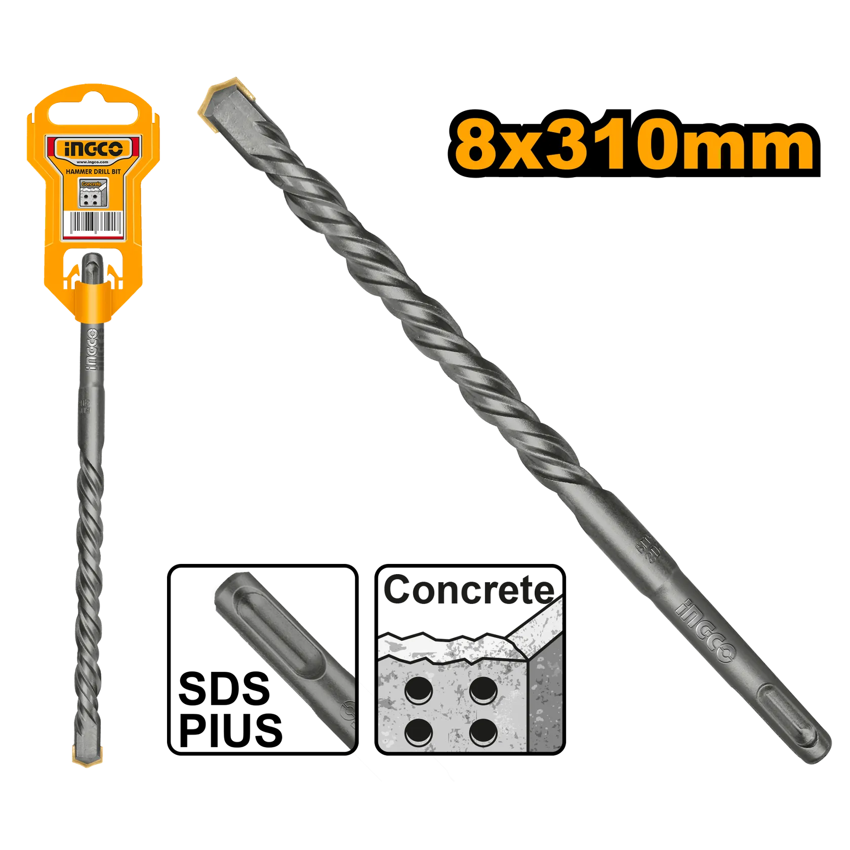 Сверло по бетону 8 мм L 310 SDS-plus INGCO DBH1210805