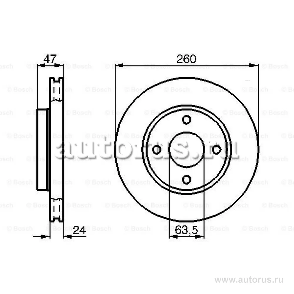 Диск тормозной FORD: COUGAR 98-01, MONDEO I 93-96, MONDEO I седан 93-96, MONDEO I 93-96, MONDEO II 9 BOSCH 0986478170