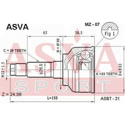 ШРУС наружный 23X56X26 ASVA MZ-07