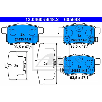 колодки дисковые з.!/ Honda Accord all 08> ATE 13.0460-5648.2