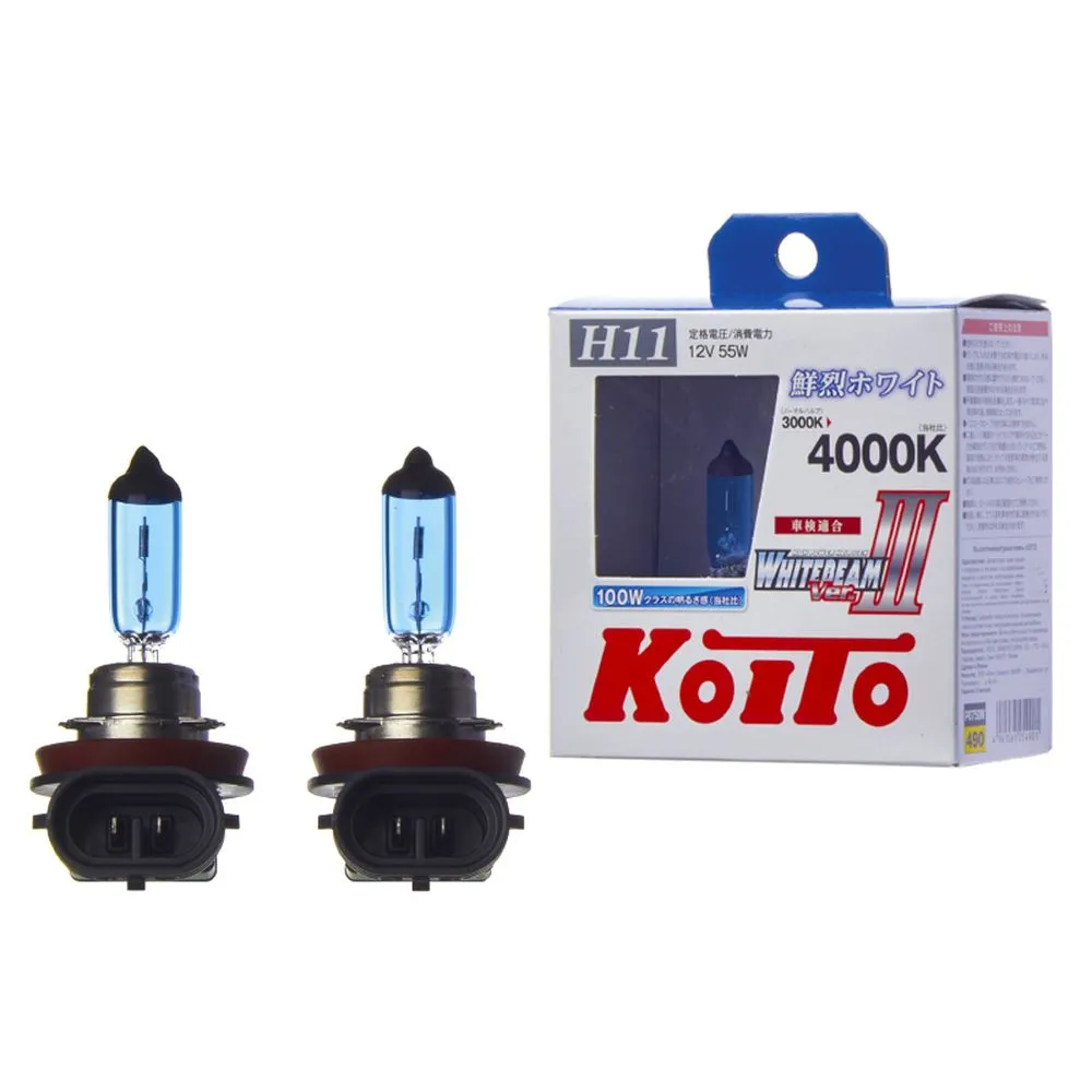 Лампа 12V H11 55W PGJ19-2 4000K KOITO Whitebeam комплект DUOBOX P0750W