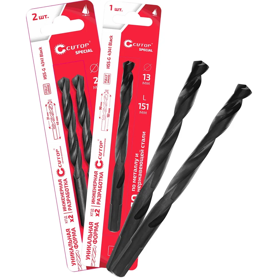 Сверло по металлу Cutop Special, HSS-G, 13 х 151/90 мм (1 шт) CUTOP 54-988