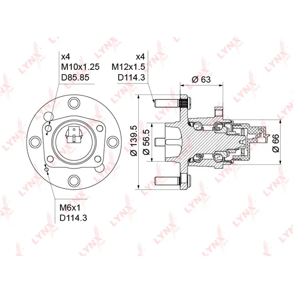 Ступица задняя в сборе CHEVROLET Lacetti/Epica/DAEWOO Nubira LYNXauto WH-1187