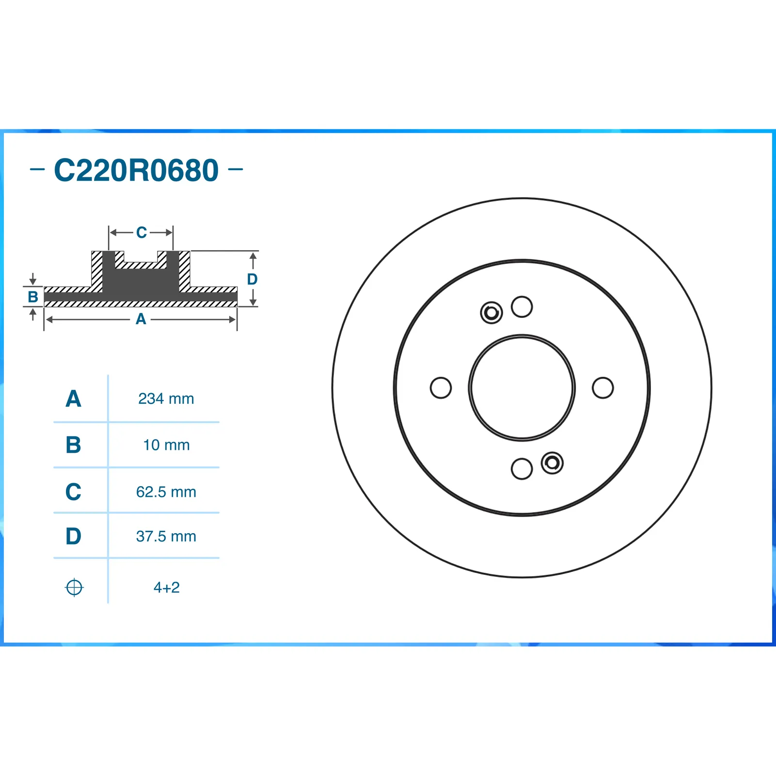 Диск тормозной задний CWORKS C220R0680