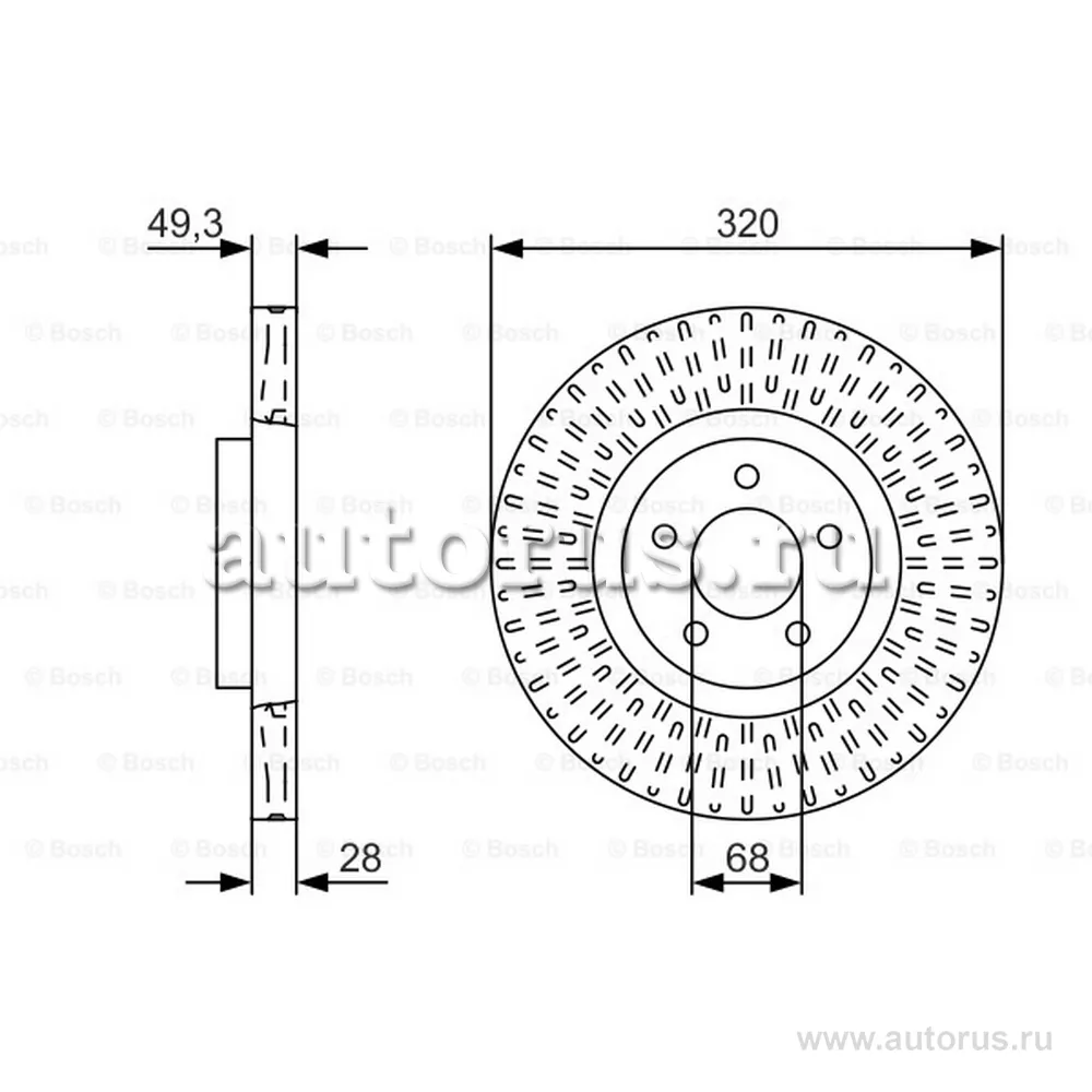 Диск тормозной передний, NISSAN MURANO 08- BOSCH 0986479U56
