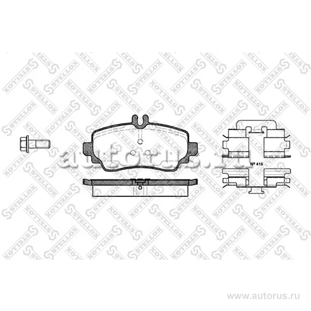Колодки дисковые п. с антискрип. пластинами MB W168 1.6/1.9/2.1/1. STELLOX 661 000B-SX