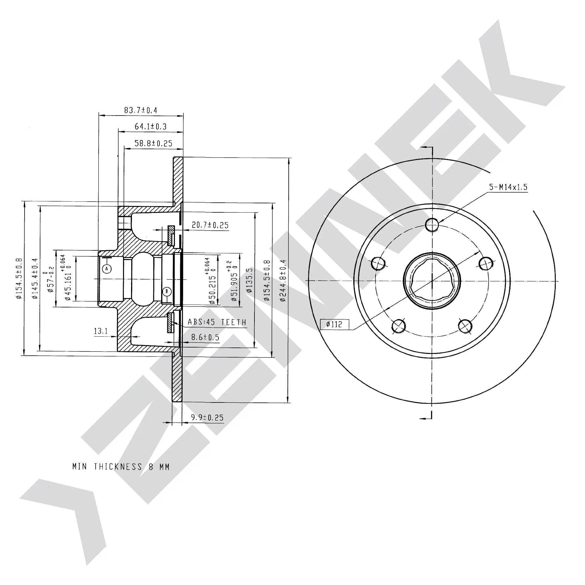 Диск тормозной задний AUDI A4 B5 94-02 (1 шт) ZENNEK DBD0025