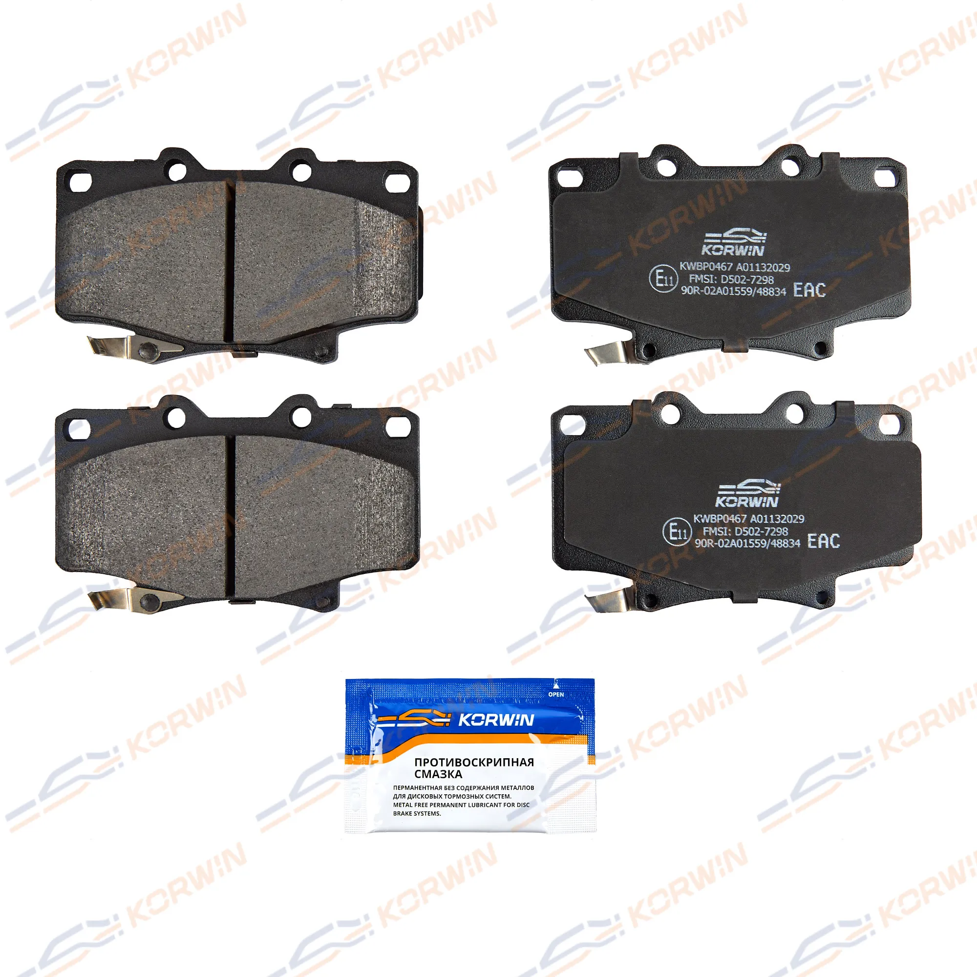 Колодки тормозные перед. Toyota Land Cruiser 80 (90-98)/Alphard (H1_/H2_) 03- KORWIN KWBP0467