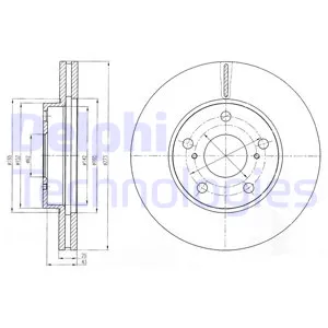 Диск тормозной передний TOYOTA AURIS 1.4D-4D1.6VVTI 07 DELPHI BG4234