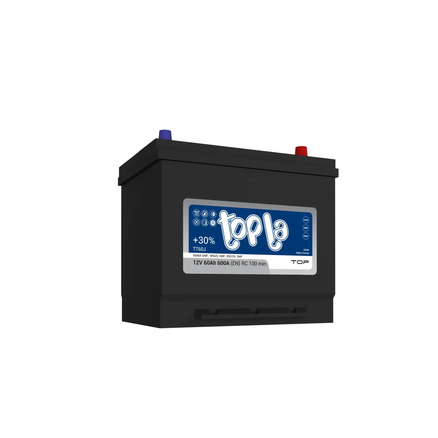 Аккумулятор TOPLA Top JIS 60 А/ч обратный R+ 230x173x220 D23 EN 600 А