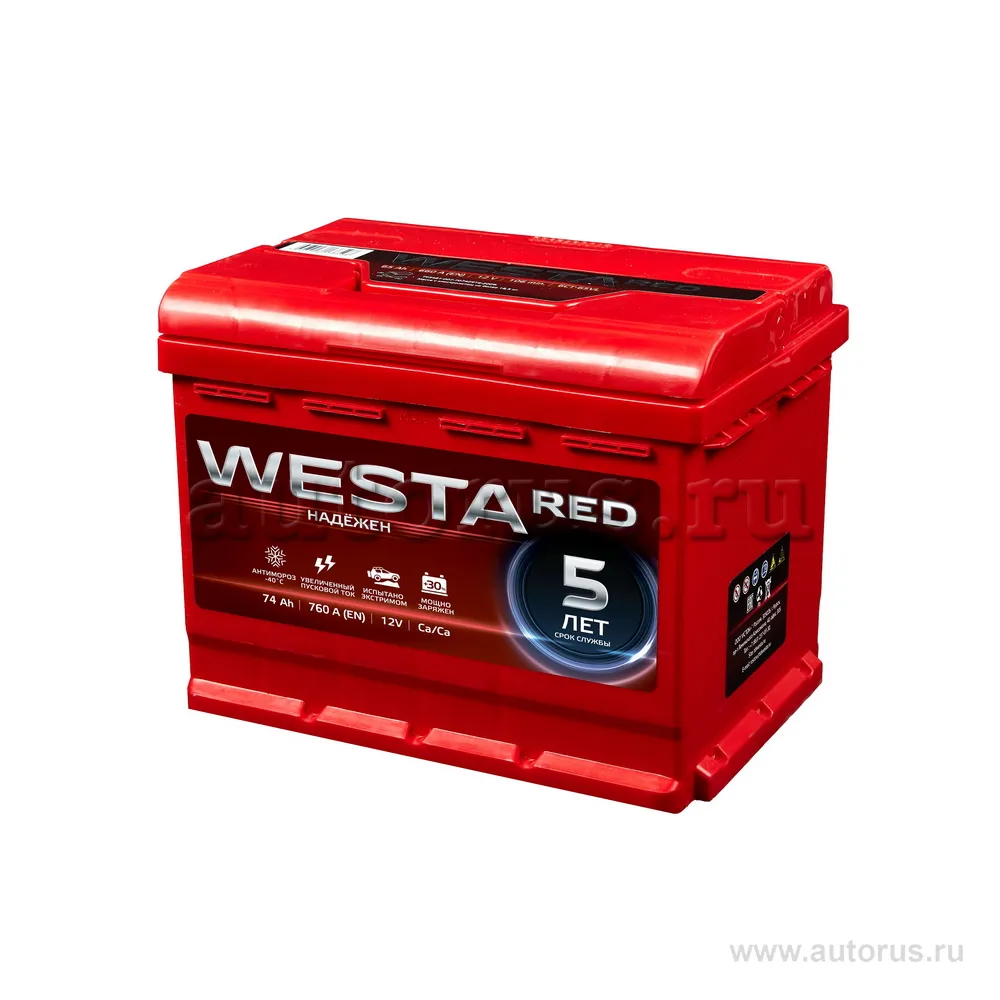 Аккумулятор WESTA RED 74 А/ч Обратная 276x175x190 EN760 А