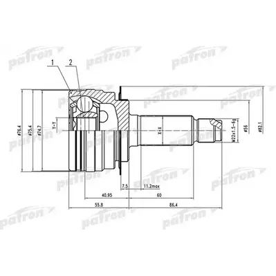 ШРУС наружный 27x56x30 SUBARU B9 TRIBECA W10 04- PATRON PCV1555