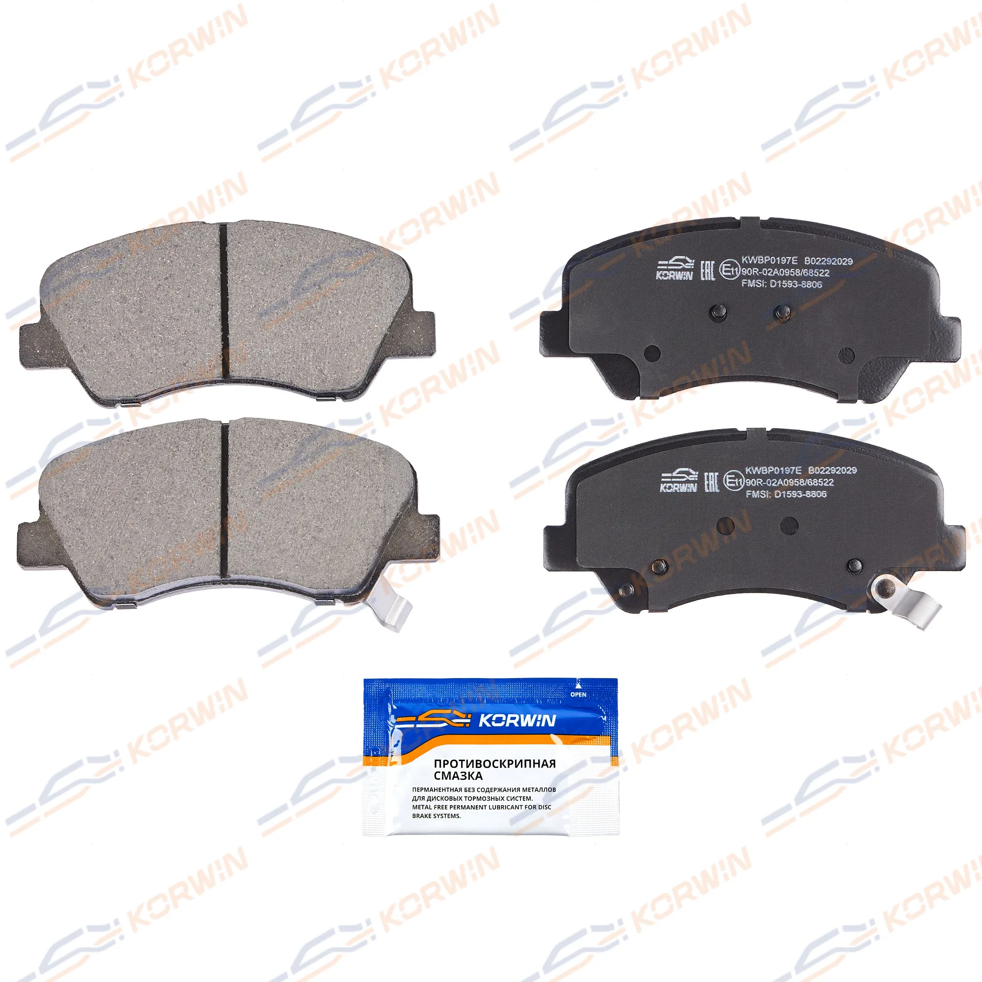 Колодки тормозные перед. ECOLine. Hyundai Solaris 10-/Kia Rio 11- KORWIN KWBP0197E