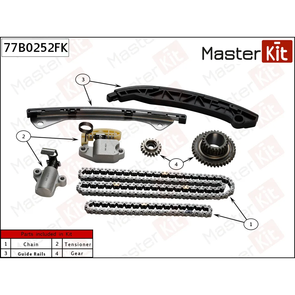 Комплект цепи ГРМ NISSAN QASHQAI (J11) 14-/X-TRAIL (T32) 13- MR20DD NISSAN QASHQAI (J10) (2006>) MASTERKIT 77B0252FK